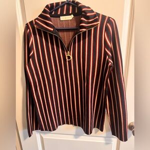 Tory Burch 1/4 Zip Striped Pullover.  Size Small.